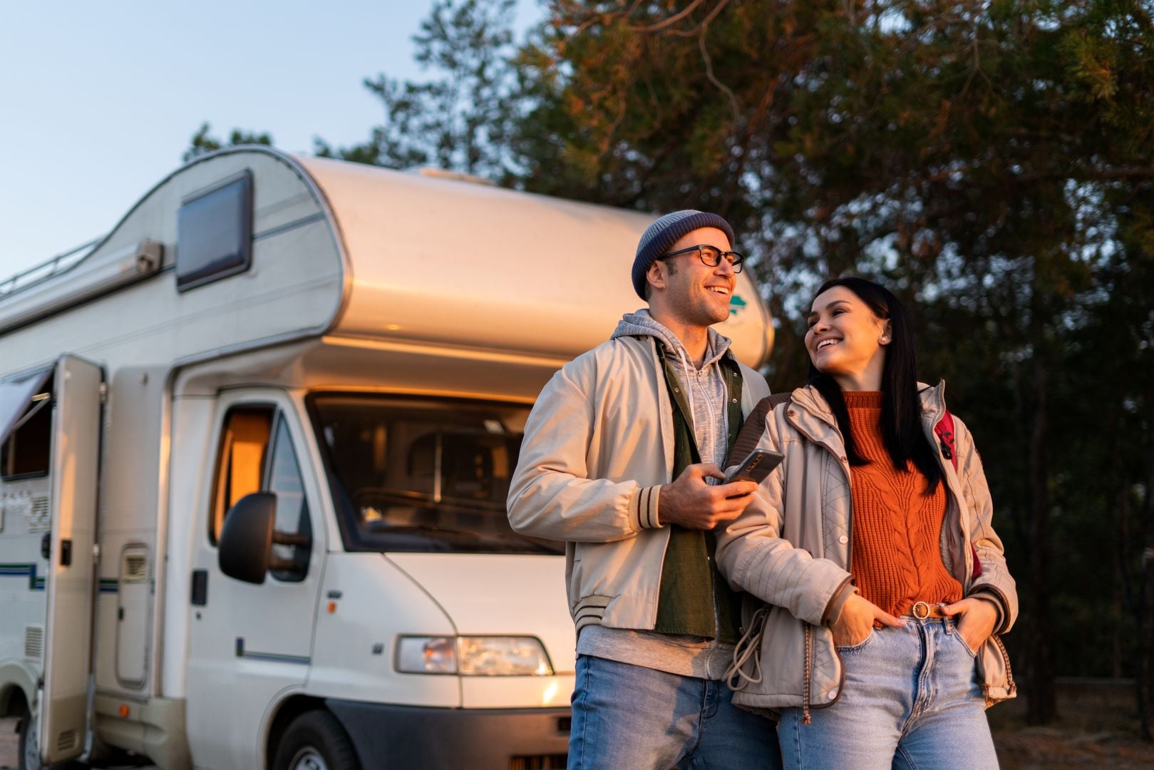 Satisfied customers with their camper